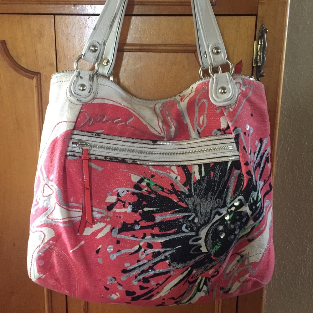 Rare Coach Poppy Flower Glam Canvas Purse